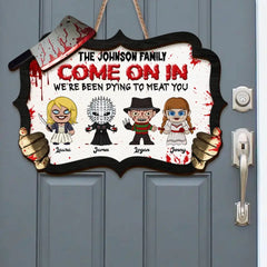 Come On In, Gift For Family, Personalized Wood Sign, Horror Movie Family Wood Sign, Halloween Gift
