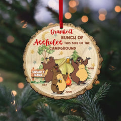 Camping Friend Drunkest Bunch, Personalized Wood Ornament