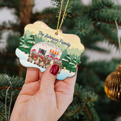 Camping Bear Family Medallion Wood Ornament Gift