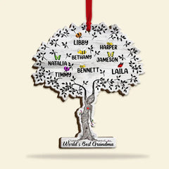 Family Tree, Personalized Grandma Wood Ornament, Christmas Gift