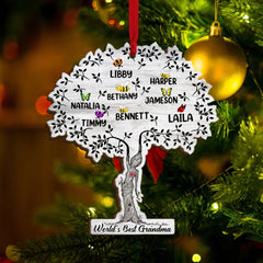 Family Tree, Personalized Grandma Wood Ornament, Christmas Gift