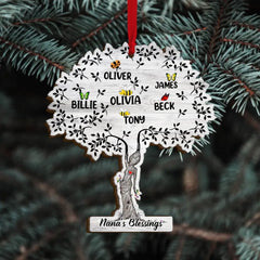 Family Tree, Personalized Grandma Wood Ornament, Christmas Gift