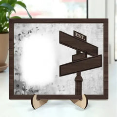 Couple - Custom Photo First Anniversary - Personalized 2-Layered Wooden Plaque With Stand