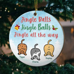 Jingle Balls - Jingle Balls - Jingle All The Way - Personalized Custom Round Shaped Wood Christmas Ornament