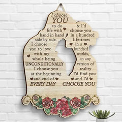 I'd Choose You In A Hundred Lifetimes - Gift For Couples, Husband Wife, Personalized Shaped Wood Sign