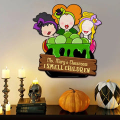 I Smell Children, Personalized Halloween Teacher Wood Sign, Gift For Teachers