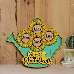 Grandma's Great Grandkids - Personalized 3D 2-Layered Wood Art - Gift For Grandparents