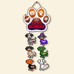 Custom Halloween Dachshund Wood Sign, Happy Halloweiner