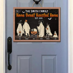 Home Sweet Haunted Home, Gift For Family, Personalized Wood Sign, Ghost Family Wood Sign, Halloween Gift