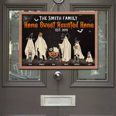 Home Sweet Haunted Home, Gift For Family, Personalized Wood Sign, Ghost Family Wood Sign, Halloween Gift