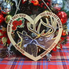 Deer Hunting Couple, First Kiss Last Breath, Personalized Wood Sign - Anniversary Gift For Hunter