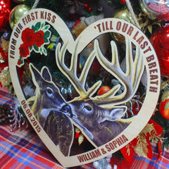 Deer Hunting Couple, First Kiss Last Breath, Personalized Wood Sign - Anniversary Gift For Hunter