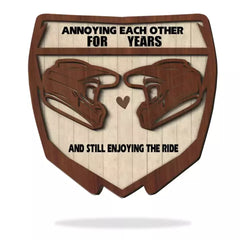 Motocross Helmet Couple Wood Art - Annoying Each Other For 12 Years And Still Enjoying The Ride