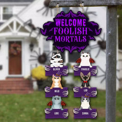 Cat Welcome Foolish Mortals Personalized Pallet Wood Sign
