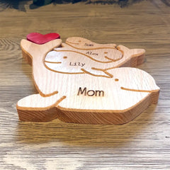 Personalized Whale Family Wooden Art Puzzle,TT, Gift For Family