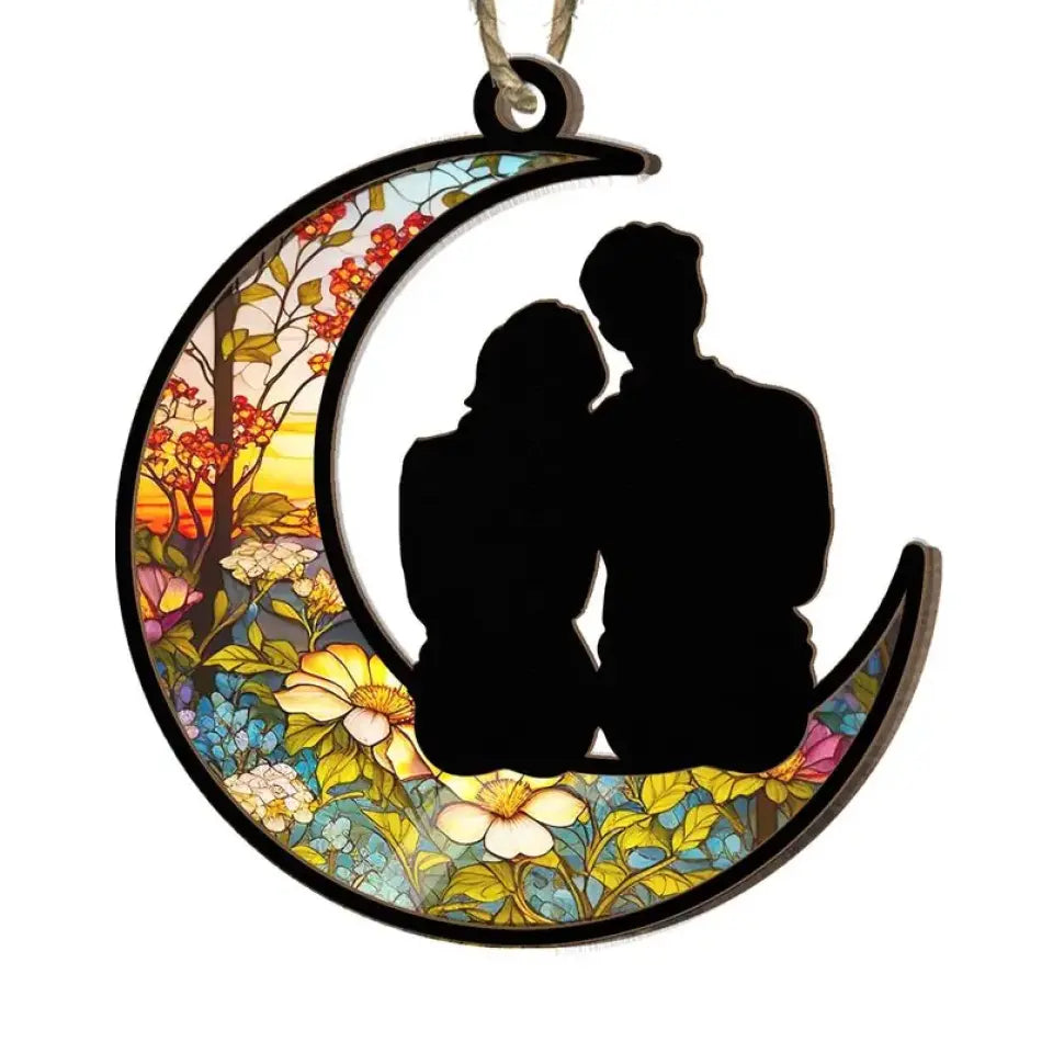 Love To The Moon And Back - Personalized Suncatcher Ornament