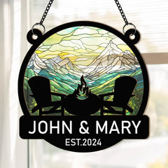 Camping Couple Chair - Personalized Window Hanging (1)