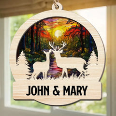Deer Couple Hunting Gift - Personalized Suncatcher