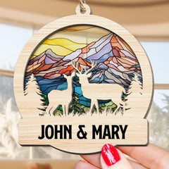 Deer Couple Hunting Gift - Personalized Suncatcher