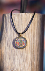 Thangka Buddha Wealth and Prosperity Zakiram Goddess of Wealth Circular Thangka Pendant