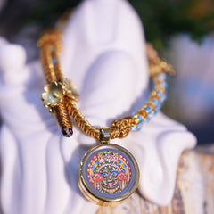 Thangka Buddha Wealth and Prosperity Zakiram Goddess of Wealth Circular Thangka Pendant